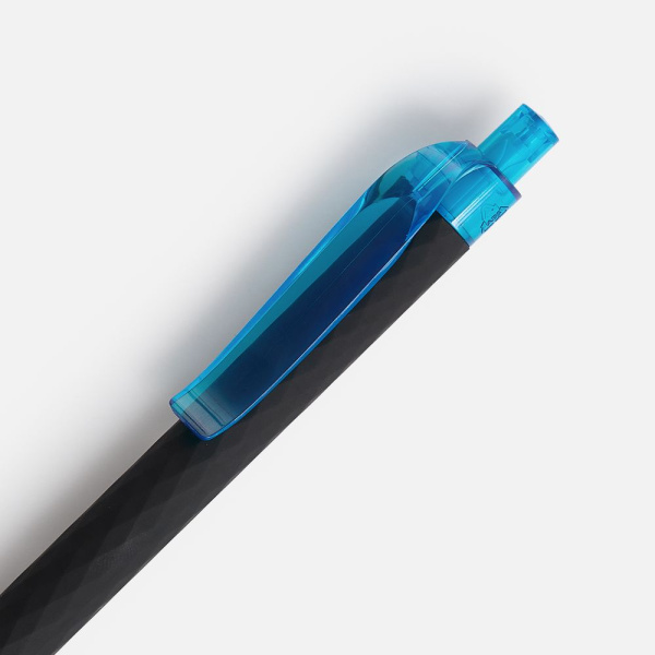 Ручка шариковая Prodir QS01 PRT-P Soft Touch, черная с голубым