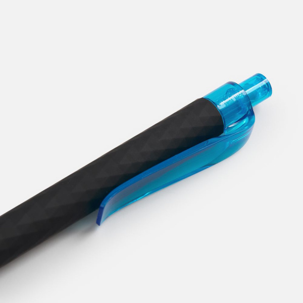 Ручка шариковая Prodir QS01 PRT-P Soft Touch, черная с голубым