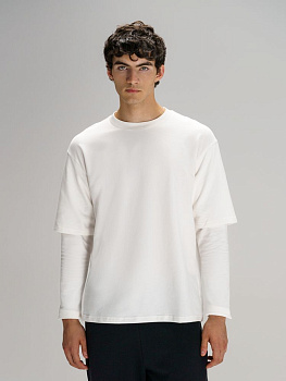 Футболка оверсайз с двойным рукавом Kosmos, молочно-белая, размер XS/S