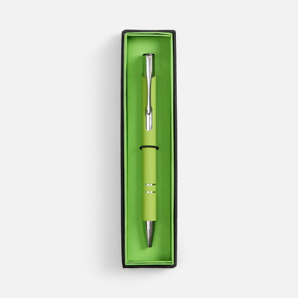 Ручка шариковая Keskus Soft Touch в футляре, зеленое яблоко