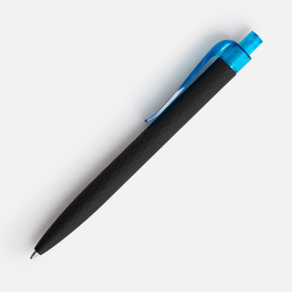 Ручка шариковая Prodir QS01 PRT-P Soft Touch, черная с голубым