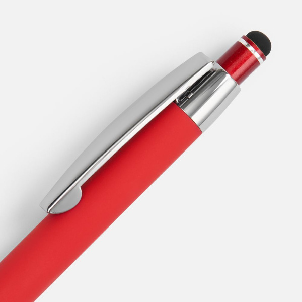 Ручка шариковая Sansen Soft Touch со стилусом, красная