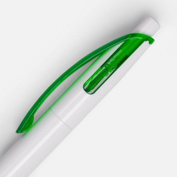 Ручка шариковая Bento, белая с зеленым
