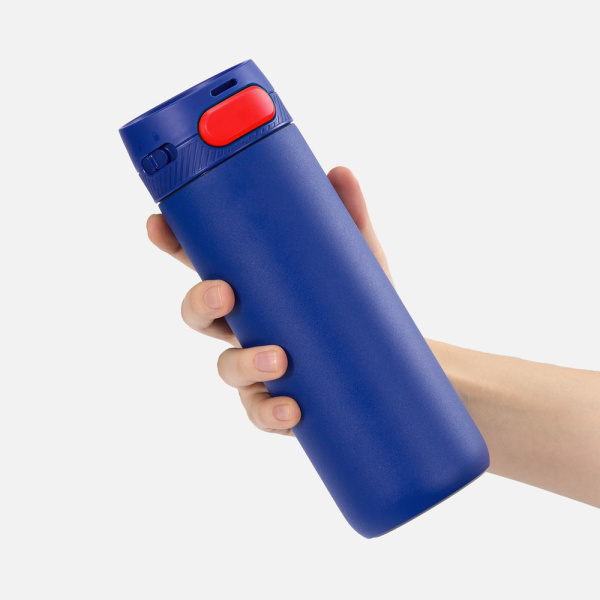 Термостакан X1 с цветной кнопкой, синий с красным
