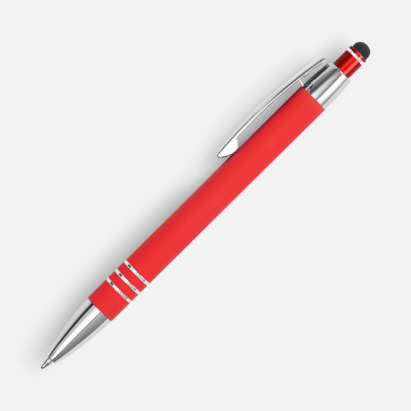 Ручка шариковая Sansen Soft Touch со стилусом, красная