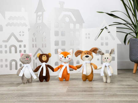 Игрушка Beastie Toys, заяц с белым шарфом