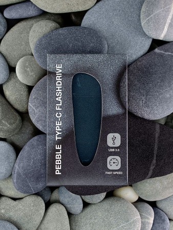 Флешка Pebble Type-C, USB 3.0, серо-синяя, 16 Гб