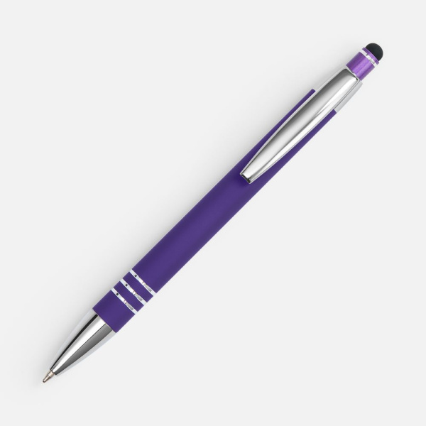 Ручка шариковая Sansen Soft Touch со стилусом, фиолетовая