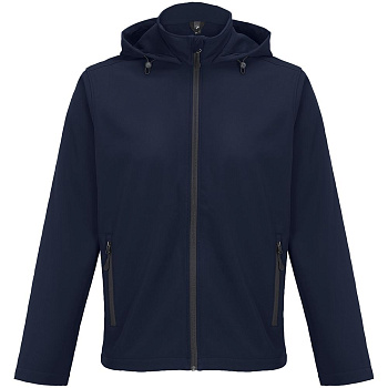 Куртка софтшелл с капюшоном мужская Race Men, темно-синяя, размер 3XL