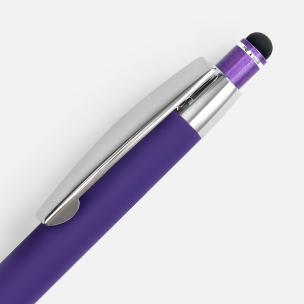 Ручка шариковая Sansen Soft Touch со стилусом, фиолетовая