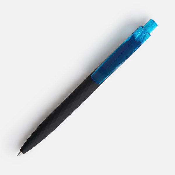 Ручка шариковая Prodir QS01 PRT-P Soft Touch, черная с голубым