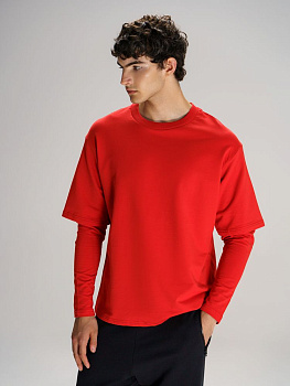 Футболка оверсайз с двойным рукавом Kosmos, красная