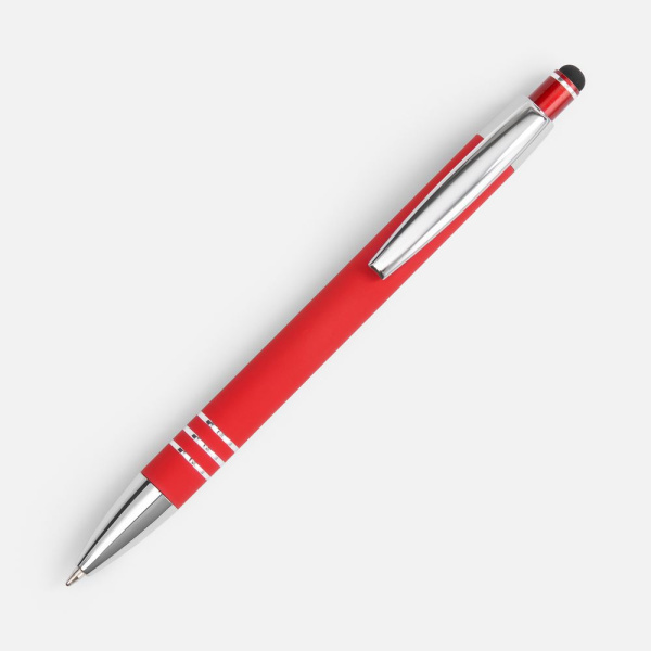 Ручка шариковая Sansen Soft Touch со стилусом, красная