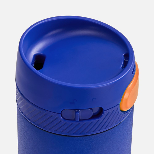 Термостакан X1 с цветной кнопкой, синий с оранжевым