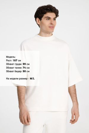 Футболка оверсайз унисекс T9, молочно-белая